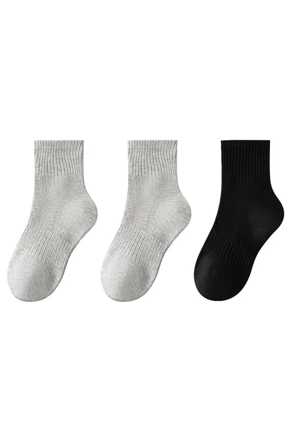 3 Pairs Toddler Kids Crew Socks Boys Girls Mid Cut Athletic Socks Casual Athletic Socks Soft Half Cushion Calf Socks for Active Sport