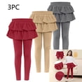 thumbnail image 1 of Fancifize 3PC Girl's Leggings with Skirts School Uniform Ruffle Skirt Pants for Girls Kids Strechy Preppy Double Layer Trousers 3-14 Years, 1 of 6