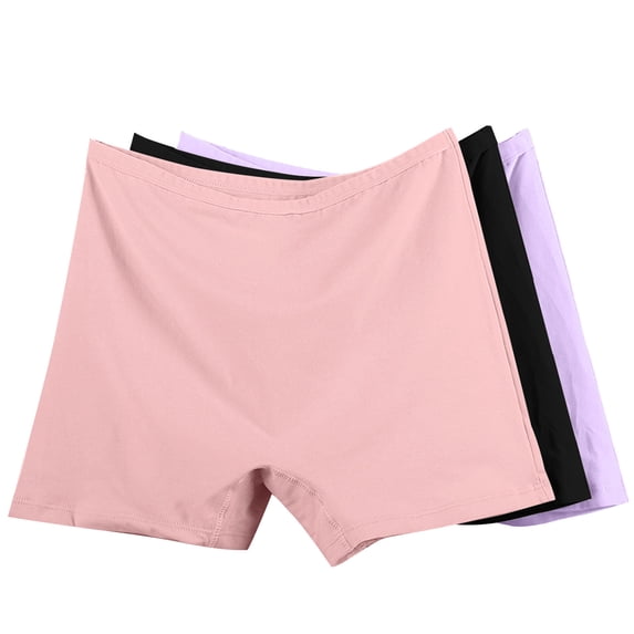Fancifize 3Pcs Womens Cotton Boxer Briefs High Waisted Soft Full Coverage Underwear Tummy Control Comfort Breathable Panties