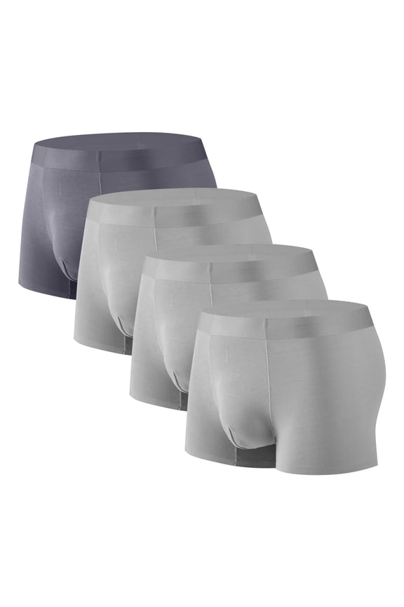 4 Pack Mens Trunks Underwear Soft Breathable Boxer Briefs with Pouch, Big and Tall Modal Microfiber Trunks Boxer Briefs