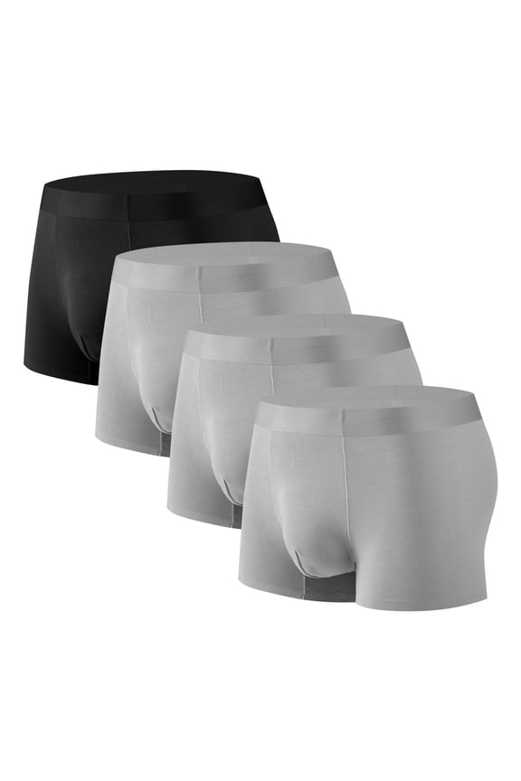 4 Pack Mens Trunks Underwear Soft Breathable Boxer Briefs with Pouch, Big and Tall Modal Microfiber Trunks Boxer Briefs