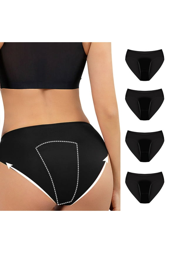 4Pack Period Underwear for Women Leak Proof Overnight Menstrual Panties Briefs Womens Postpartum Protective Briefs