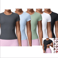thumbnail image 1 of Fancifize 5 Pack Short Sleeve Yoga Tshirts for Women Crewneck Breathable Basic Workout Tees Casual Cozy Slim Tops, 1 of 5