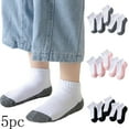 thumbnail image 1 of Fancifize 5 Pairs Kids Athletic Crew Socks Casual Cotton Ankle Socks Soft Breathable Socks for Girls Boys, 1 of 4