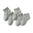 thumbnail image 1 of Fancifize 5 Pairs Kids Crew Dress Socks Boys Girls Athletic Crew Ankle Socks Toddler Children Casual Unisex School Socks for Ages 1-12 Years, 1 of 6