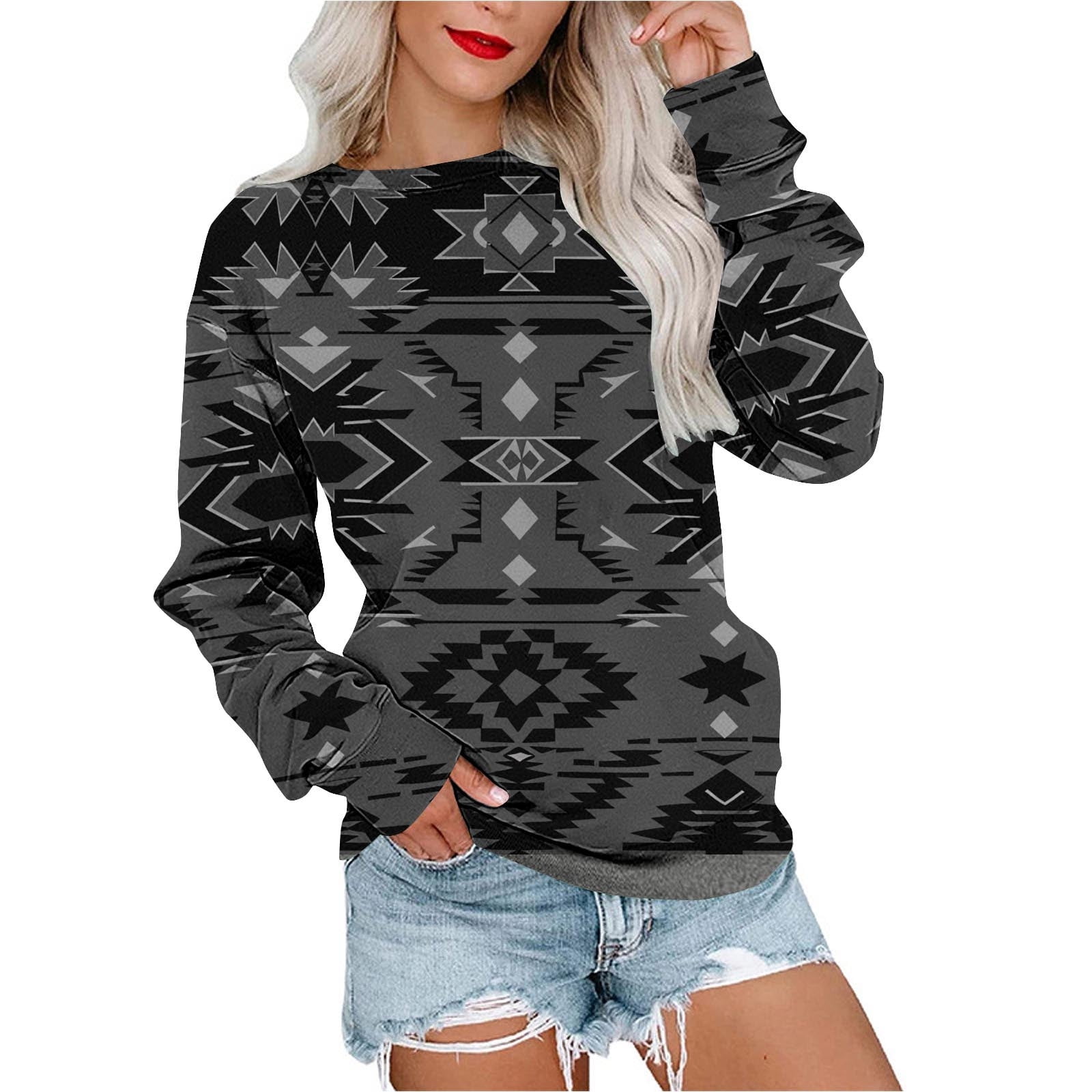 Kaylee aztec Embroidered Western Sweatshirt
