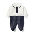 thumbnail image 1 of Fancifize Baby Boys' Gentleman One-Piece Romper Wedding Outfit Infant Boy Formal Jumpsuit Tie Birthday Party Suit Bodysuit 3-12M, 1 of 2