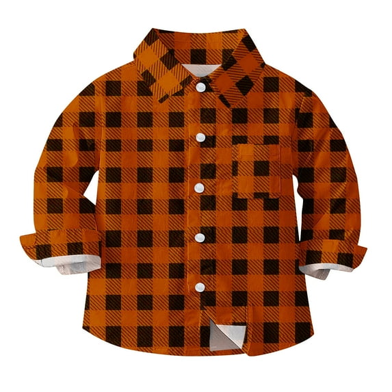 Fancifize Baby Boys' and Toddler Long Sleeve Plaid Button Up Shirt Little Big Boys Girls Casual Dress Shirts with Pocket 6M-8Years