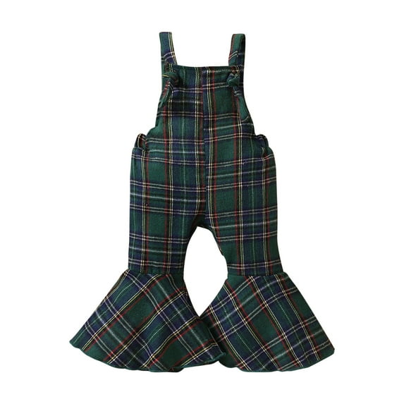 Fancifize Baby Girl Plaid Jumpsuit Sleeveless Bell Bottom Flare Pants Overalls Toddler Kids Girl Fall Romper Jumpsuit 6M-4Y