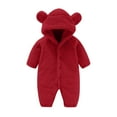 thumbnail image 1 of Fancifize Baby Jumpsuit Hooded Plush Fleece Rompers Button Down Long Sleeve Outwear Casual Cute Bear Ear Winter Clothes for Girls Boys, 1 of 5