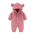 thumbnail image 1 of Fancifize Baby Jumpsuit Hooded Plush Fleece Rompers Button Down Long Sleeve Outwear Casual Cute Bear Ear Winter Clothes for Girls Boys, 1 of 5