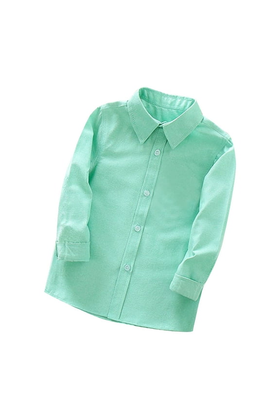 Boy Long Sleeve Dress Shirts for Teens, Toddler Baby Boys Kids Collared Button Down School Uniform Dress Tops Little Big Boys' Casual Shirt 2-14Y