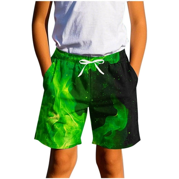 Fancifize Boys 3D Flame Swim Shorts, Adjustable Drawstring Beach Shorts for Swimming & Surfing, UPF 50+ Sun Protection (Sizes 7-14)