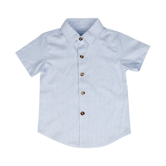 Fancifize Boys Button-Down Uniform Shirts Semi Formal Dress Tops Striped Boys Short Sleeve Casual Shirt for 3-12Y