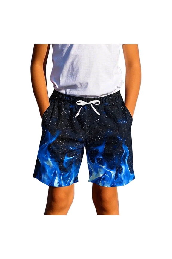 Boys Funny Graphic Swim Trunks, Casual Board Shorts with Drawstring Waist, Beach & Pool Party Outfit (Sizes 7-14)