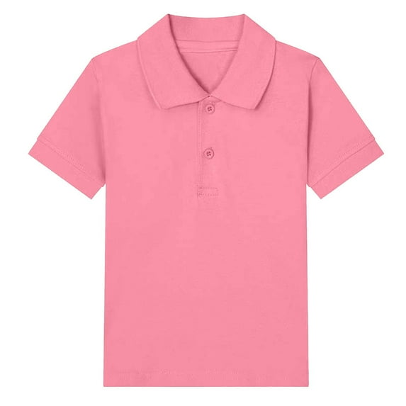 Fancifize Boys Girls Henley Shirts Short Sleeve School Uniform Shirts Casual Cotton Button Tops Solid Color Summer Outfits for Kids 2-15 Years