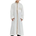 thumbnail image 1 of Fancifize Boys Muslim Robe Arab Long Sleeve Thobe Solid Color Round Neck Zipper Pullover Traditional Islamic Robe for Eid, 1 of 9