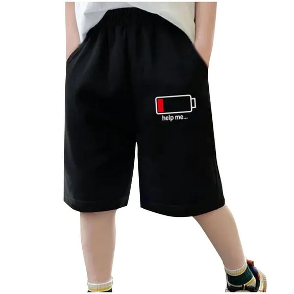 Fancifize Boys Sports Sweat Shorts, Cute Printed Casual Soft Cotton Pants for Playground & Summer Camp, Stretchy Elastic Waist (Ages 8-14)