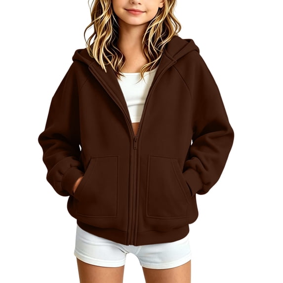 Fancifize Boys Teens Zip Up Hoodie Jacket, Long Sleeve Fleece Hooded Sweatshirt with Pockets, Kids Fall Workout Tops 5-16Y