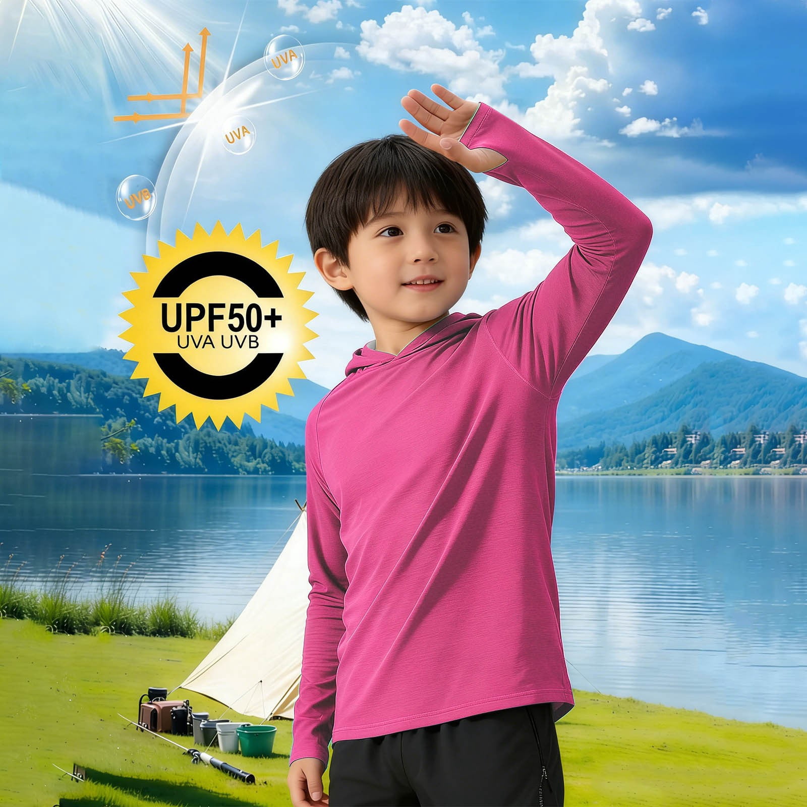Fancifize Boys UPF 50+ Rash Guard Hoodies Kids UV Sun Protection Long ...