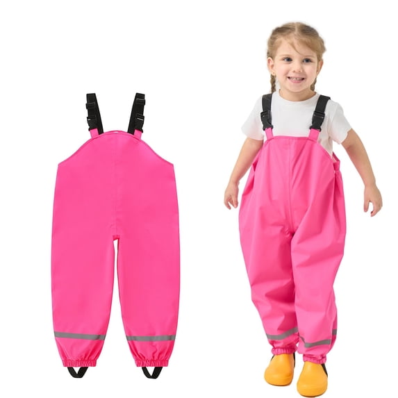 Fancifize Boys and Girls Suspender Rain Pants - Muddy Play Overalls 24 Months - 7 Years Kids Waterproof Rain Bib Pants