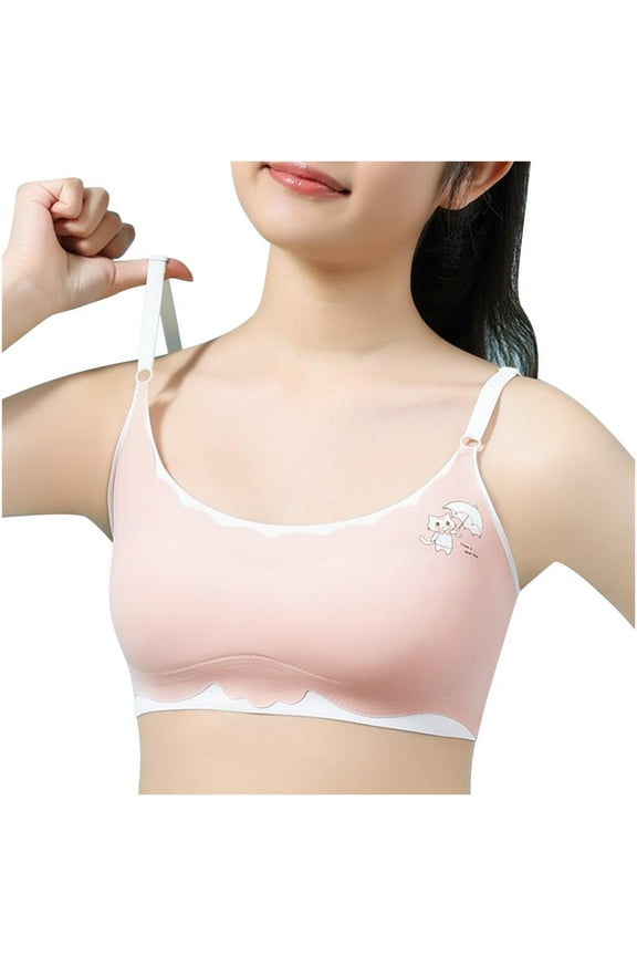 Bras for Kids 9-12 Seamless Training Cami Sports Bra with Pads, Big Girls Padded Training Bras Thin Cotton Breathable Sports Bra for Teens
