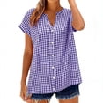 thumbnail image 1 of Fancifize Button Down Shirts for Women 3/4 Sleeve Striped Tops Casual Cotton Linen Beach Comfy Blouses Spring Summer Outfits, 1 of 5