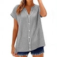 thumbnail image 1 of Fancifize Button Down Shirts for Women 3/4 Sleeve Striped Tops Casual Cotton Linen Beach Comfy Blouses Spring Summer Outfits, 1 of 5