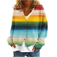 thumbnail image 1 of Fancifize Cardigans for Women Trendy Striped Chunky Cardigan Sweaters Button Down Color Block Long Sleeve Knit Coats Fall Outwear, 1 of 5