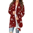 thumbnail image 1 of Fancifize Christmas Cardigan for Women Open Front Fashion Xmas Print Fall Cardigans Sweater Loose Casual Outwear Holiday Clothes, 1 of 5