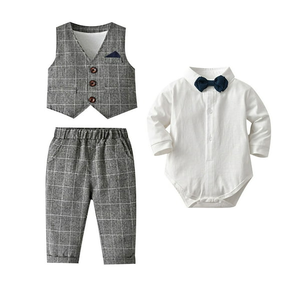 Fancifize Baby Boy Clothes Suit 0-18 Months Infant Gentleman Outfits Formal Dress Shirt+Vest+Pants Set Baby Birthday Wedding Party Suits