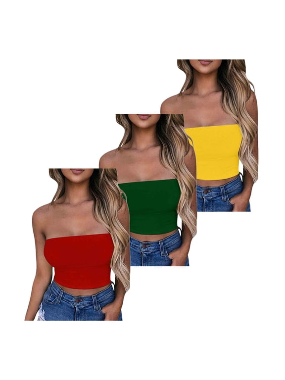 Y2k Tube Tops for Women Leopard Print Strapless Top Bandeau Crop Top Summer Streetwear Backless Casual Sleeveless Shirts,3 Pack