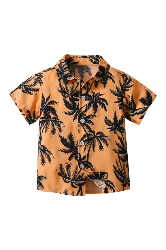 Boys Casual Floral Hawaiian Shirt Short Sleeve Button Down Aloha Shirt Summer Beach Shirts Dad and Son Matching Shirts