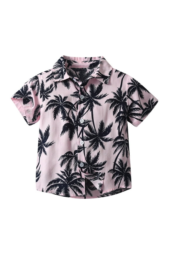 Boys Cotton Hawaiian Shirts Short Sleeve Summer Beach Button Down Top Casual Aloha Luau Shirts for Kids