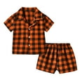thumbnail image 1 of Fancifize Boys Plaid Pajama Set Button Down Top Elastic Shorts Cotton Breathable Nightwear Sleepwear Sizes 6M-8Y, 1 of 3