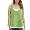 thumbnail image 1 of Fancifize Girls Linen Blend Tank Top Color Block Crew Neck Sleeveless Top Beach Vacations Tank Sizes 5-14Y, 1 of 6