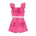 thumbnail image 1 of Fancifize Girls' Sleeveless Floral Summer 2-Piece Set - Ruffle Sleeve Cropped Top & Elastic Shorts, Matching Outfit for 1-6Y Playdates & Parties, 1 of 7