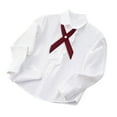 thumbnail image 1 of Fancifize Girls White Blouse Long Sleeve Button Down Shirt School Uniform Outfit Spring Fall Collared Top with Bowknot 3-16Y, 1 of 4