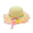 thumbnail image 1 of Fancifize Little Girls Straw Hat with Ribbon Summer Beach Sun Protection Hat Toddler Baby Outdoor Bucket Hats 3-7Y, 1 of 3