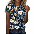 thumbnail image 1 of Fancifize Summer Women's Plus Size Garden Tee Botanical Print Round Neck T-Shirt Short Sleeve Vacation Top for Tropical Resorts,XXXL,Multicolor, 1 of 5