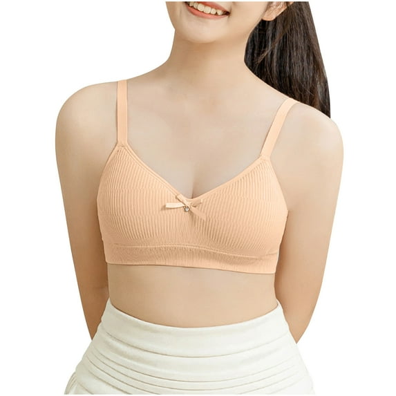 Fancifize Young Girl's Bras Teen Wirefree Light Padded Bra Breathable Training Bra Adjustable Straps Crop Cami Bras for Age 14-18