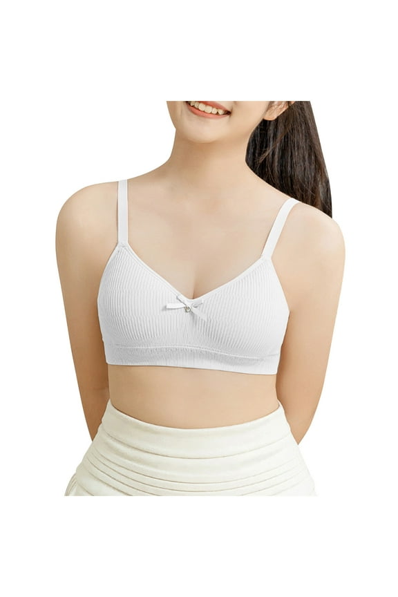 Young Girl's Bras Teen Wirefree Light Padded Bra Breathable Training Bra Adjustable Straps Crop Cami Bras for Age 14-18