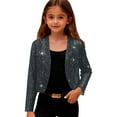 thumbnail image 1 of Fancifize Cropped Cardigan Sweaters for Girls Long Sleeve Sweater Lightweight Open Front Sequin Print Shrug Fall Clothes Trendy Outwear for Kids 4-14 Years, 1 of 5