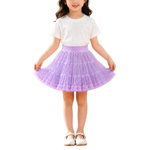 Fancifize Elastic Waist Mesh Mini Skirt for Girls Cute Princess Layered Tutu Skirts Girl's Birthday Party Dance Ruffle Pettiskirts