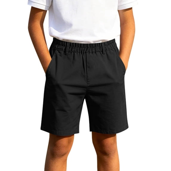 Fancifize Elastic Waist Short Pants for Boys Pull On School Uniform Chino Shorts Kids Casual Black Sweat Shorts
