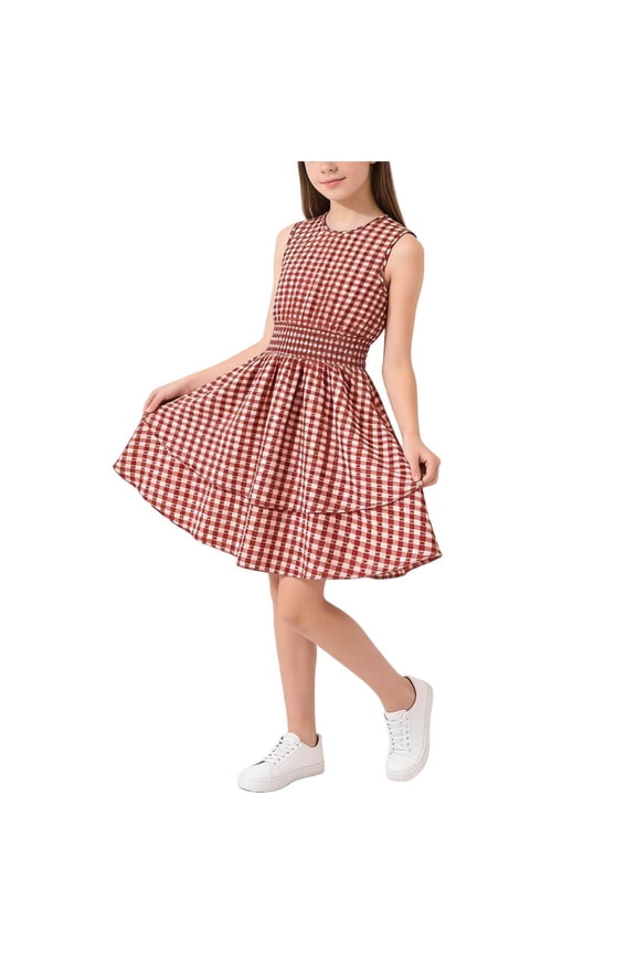Elegant Midi Dresses for Girls Off The Shoulder High Waist A Line Flowy Dress Kids Casual Party Dress
