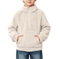 thumbnail image 1 of Fancifize Fancifize Half Zip Sherpa Fleece Sweatshirts for Boys Girls, Mock Neck Fuzzy Warm Pullover Tops with Pockets, 3-14 Years, 1 of 7