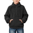 thumbnail image 1 of Fancifize Fancifize Half Zip Sherpa Fleece Sweatshirts for Boys Girls, Mock Neck Fuzzy Warm Pullover Tops with Pockets, 3-14 Years, 1 of 7