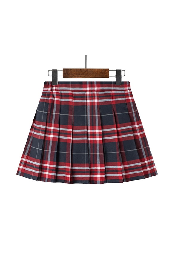 Fashion Girls Pleated Skirt Back School Uniform Plaid Tartan Skirt Kids Girl's Tennis Skirts with Lining