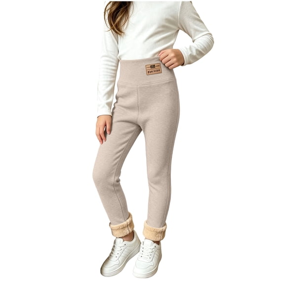 Fancifize Fleece Lined Leggings for Girls High Waist Cotton Blend Legging Pants Winter Thermal Yoga Tights, 2-15 Years